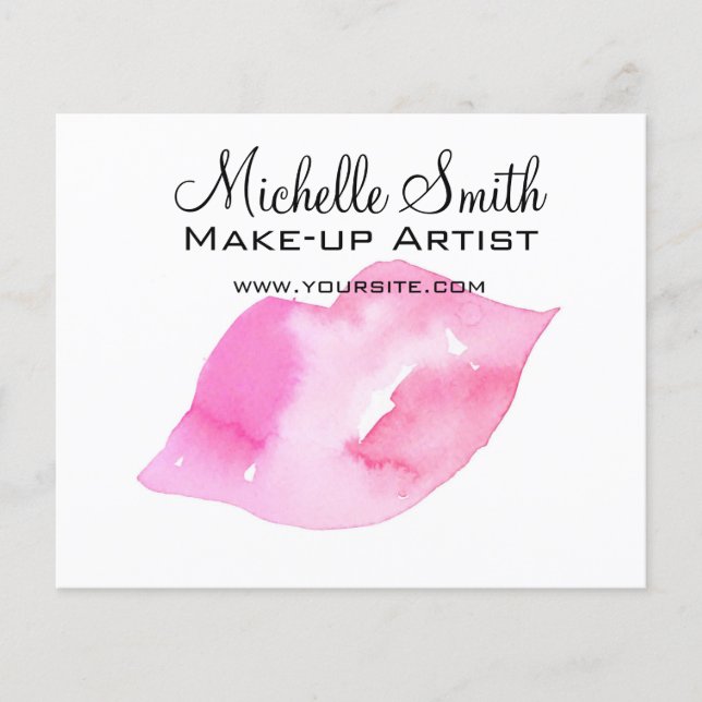 Watercolor pink lips makeup branding flyer (Front)