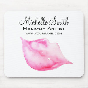 Watercolor pink lips makeup branding mouse mat