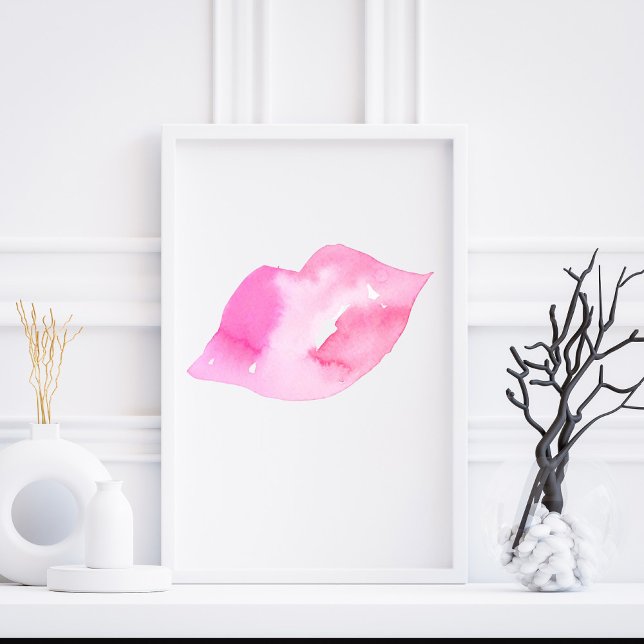 Watercolor pink lips makeup branding poster (Creator Uploaded)