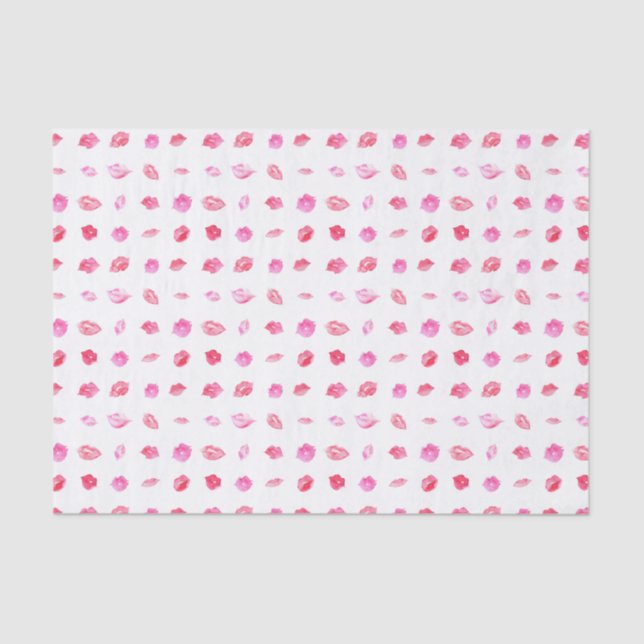 Watercolor Pink Lips. Pattern Chic, Trendy Design Tissue Paper (Front)