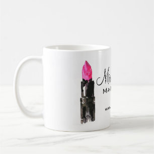 Watercolor pink lipstick makeup branding coffee mug