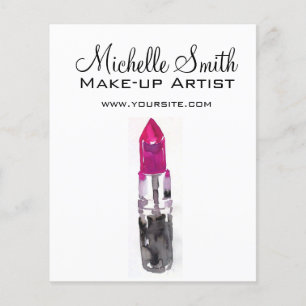 Watercolor pink lipstick makeup branding flyer