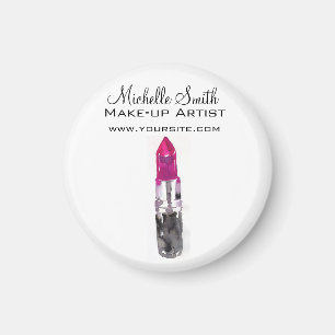 Watercolor pink lipstick makeup branding magnet