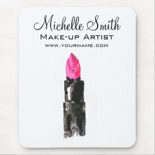Watercolor pink lipstick makeup branding mouse mat