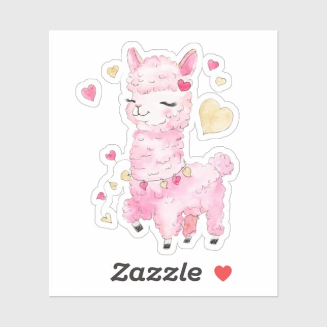  Watercolor Pink Llama (Sheet)