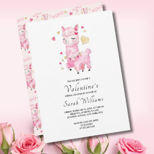  Watercolor Pink Llama Bridal Shower Invitation