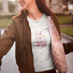  Watercolor Pink Llama T-Shirt