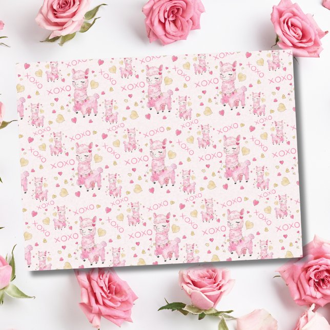  Watercolor Pink Llama XOXO Tissue Paper (Creator Uploaded)