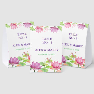 Watercolor Pink Lotus Floral Garden WEDDING 