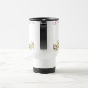 Watercolor Pink Lotus Floral Garden WEDDING  Travel Mug