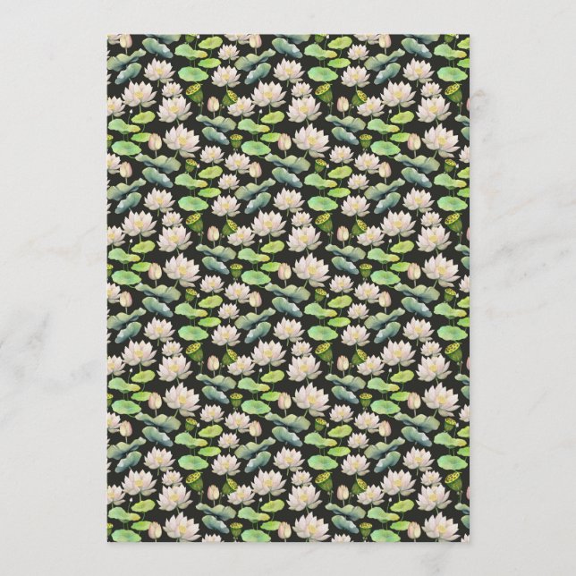 Watercolor Pink Lotus Seamless Pattern Invitation (Front)