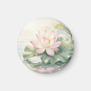 Watercolor Pink Lotus Serenity Magnet