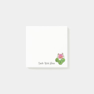 Watercolor Pink Lotus with Buds & Leaves Post-it Notes