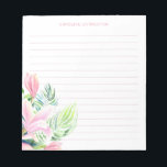 Watercolor Pink Magnolia Flower Personalised Notepad<br><div class="desc">Watercolor Pink Magnolia Flower Personalised Lined Notepad</div>