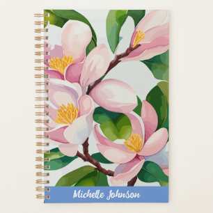 Watercolor Pink Magnolia Modern Art Planner