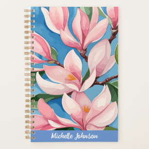 Watercolor Pink Magnolia Modern Art Planner