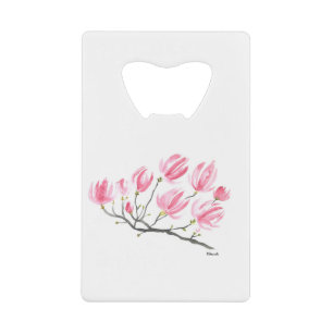 Watercolor Pink Magnolia Nature Botanical Floral