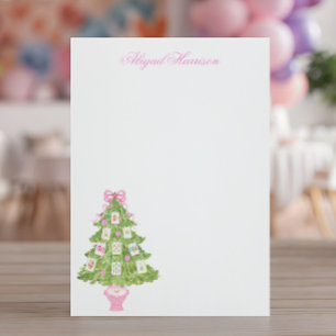 Watercolor Pink Mahjong Christmas Tree Custom Card