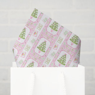 Watercolor Pink Mahjong Christmas Tree Tissue Paper