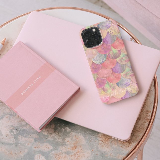 Watercolor Pink mermaid Scales iPhone Case (Creator Uploaded)