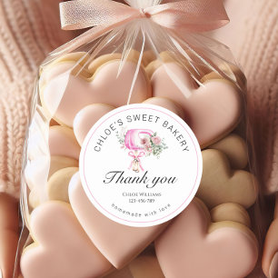 Watercolor Pink Mixer Baking Thank you Classic Round Sticker