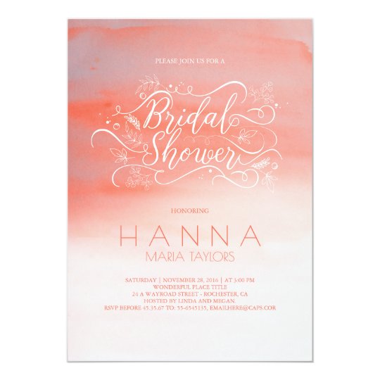 Watercolor Pink Modern Typography Bridal Shower Card