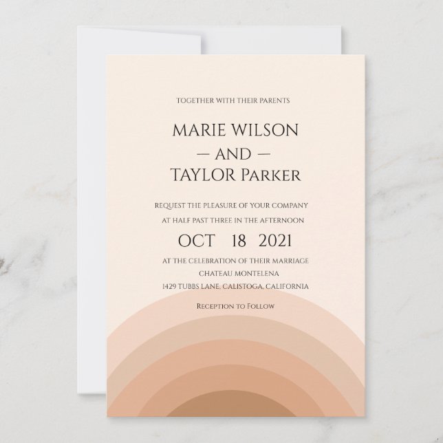 Watercolor pink monogram wedding invitation (Front)