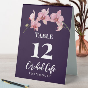 Watercolor Pink Moth Orchids Cafe Table Number