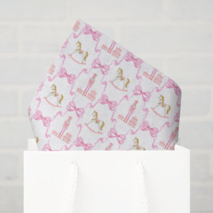 Watercolor Pink Nutcracker and Bows Tissue Paper