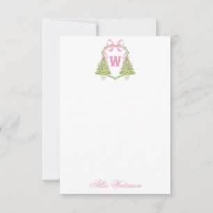 Watercolor Pink Nutcracker Monogram Crest Card