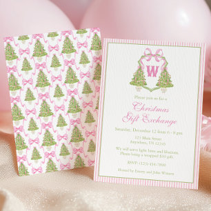 Watercolor Pink Nutcracker Monogram Crest Party Invitation