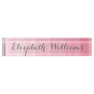 Watercolor Pink Ombre Feminine Monogram Name Nameplate