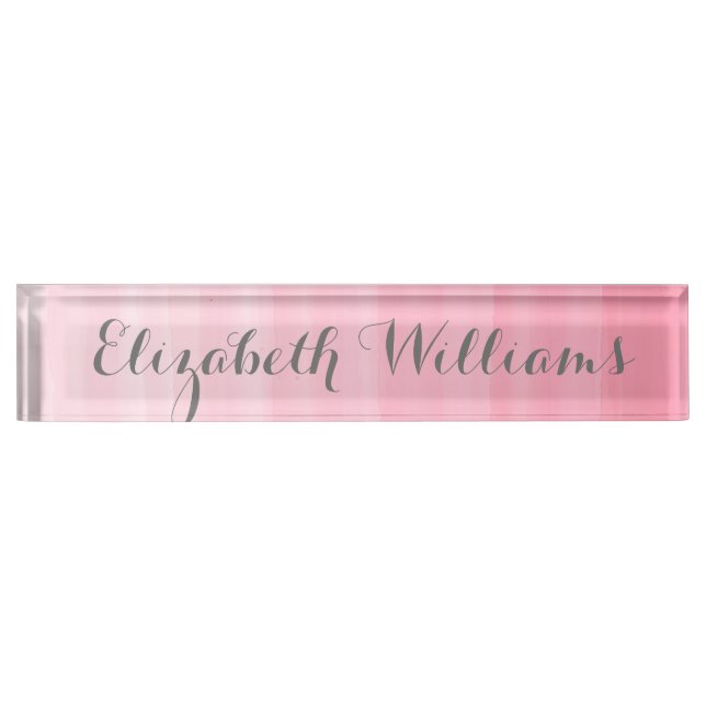 Watercolor Pink Ombre Feminine Monogram Name Nameplate (Front)