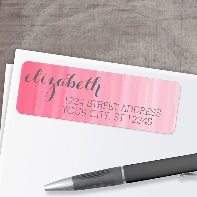 Watercolor Pink Ombre Feminine Office Suite (Custom Return Address Labels - Low Minimum)