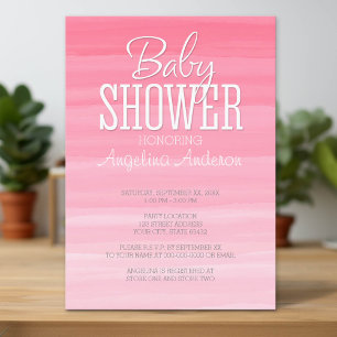 Watercolor Pink Ombre Sweet Girl Baby Shower Invitation