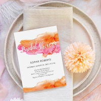 Watercolor Pink Orange Color Splash Bridal Shower