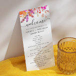 Watercolor pink orange fall floral script wedding programme<br><div class="desc">Watercolor pink orange floral script Program for fall / autumn botanical garden wedding.</div>