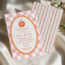 Watercolor Pink Orange Little Pumpkin Girl Baby