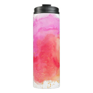 Watercolor pink orange red cloudy thermal tumbler