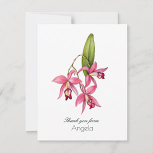 Watercolor Pink Orchid folded Thank You Card