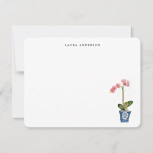 Watercolor Pink Orchid  Thank You Card