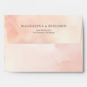 Watercolor Pink Peach Abstract Desert Wedding Envelope