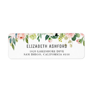 Watercolor   Pink Peach Floral Garland Address