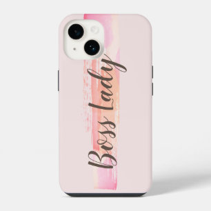 Watercolor Pink Peach Paint Strokes Boss Lady iPhone 14 Case