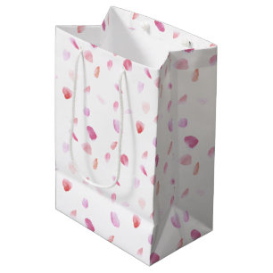Watercolor Pink Peach Rose Petals Medium Gift Bag