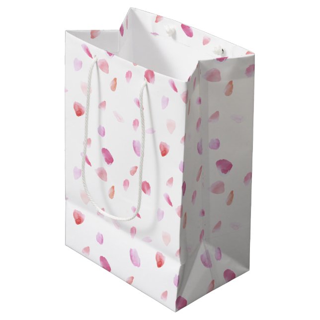 Watercolor Pink Peach Rose Petals Medium Gift Bag (Front Angled)