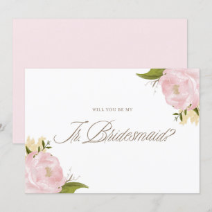 Watercolor Pink Peonies Be My Junior Bridesmaid Invitation