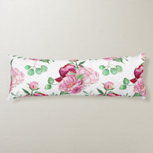 watercolor pink peonies body cushion