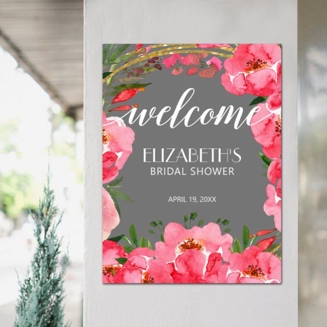 Watercolor Pink Peonies Bridal Shower Welcome Poster (Watercolor Pink Peonies Bridal Shower Welcome Poster - PRINTED or INSTANT DOWNLOAD)