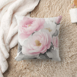 Watercolor Pink Peonies Cushion
